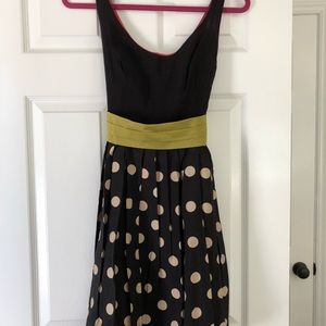 ANTHROPOLOGIE polka dot dress with pink lining sz6